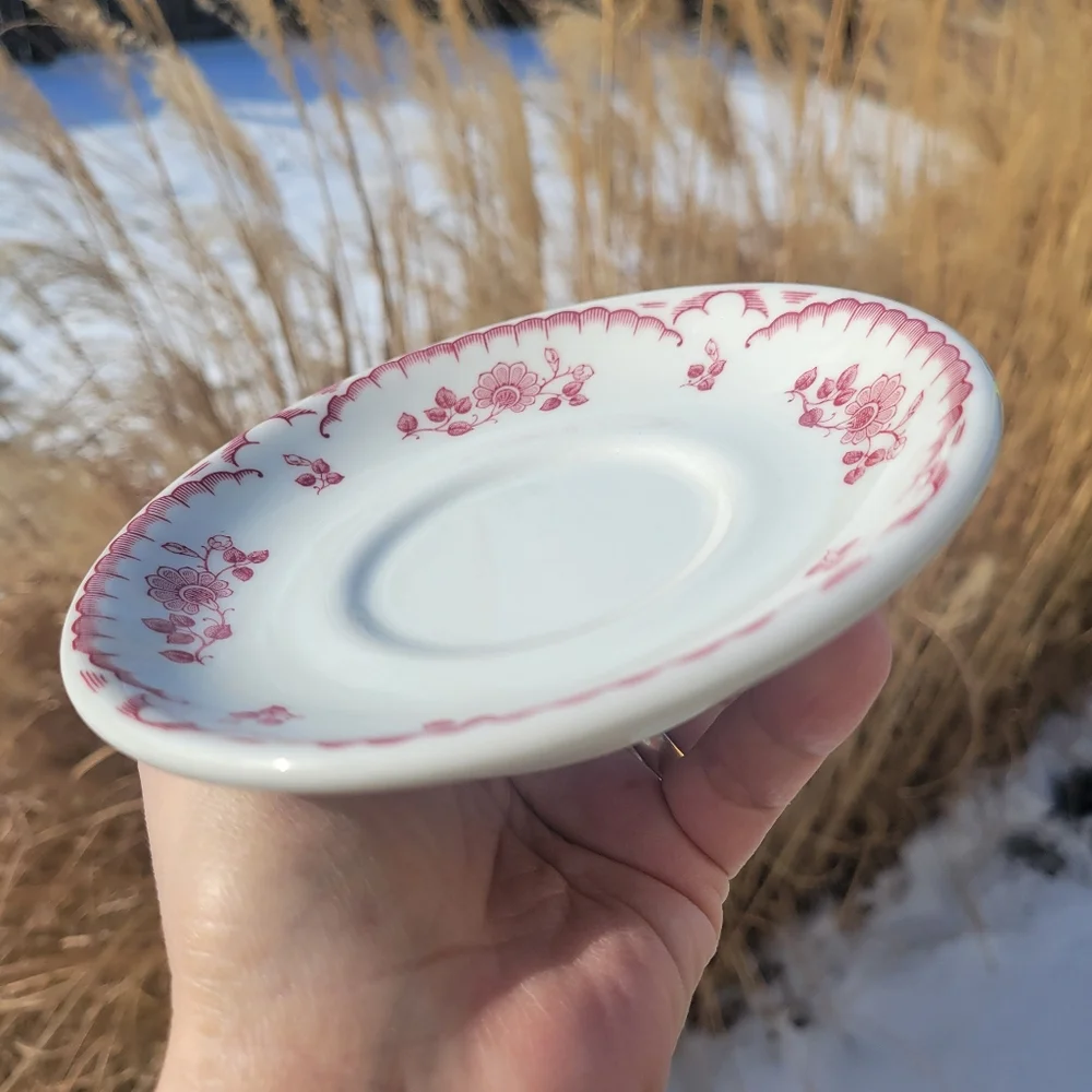 Shenango China Chardon Rose Saucers (5) ~ Vintage 1950s ~ Restaurant Ware ~ GUC